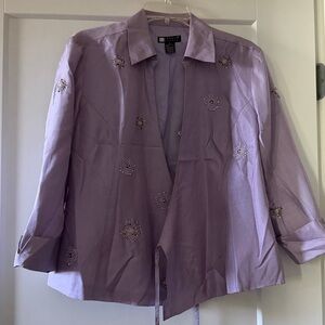 Carole Little Sequined Medallions Lavender Silk Wrap Jacket Size M